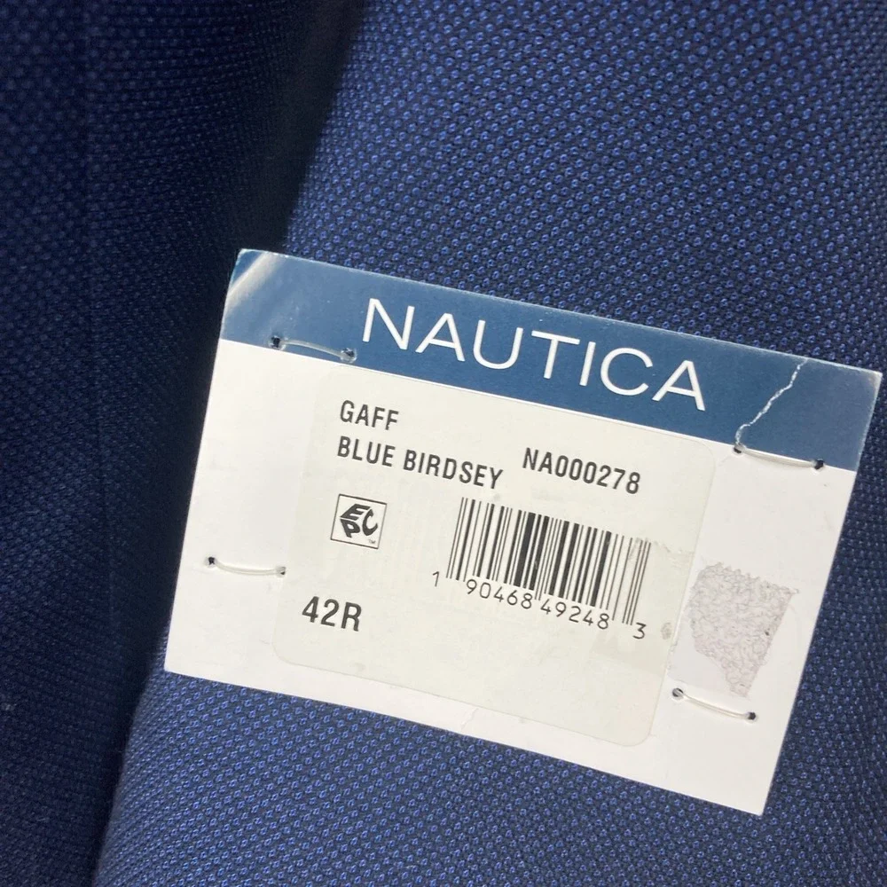 Nautica Men's 2-Pc Suit‎ Blue Birdseye Jacket Blazer 42R Pants 38Wx31L